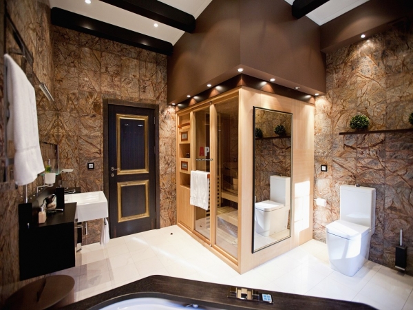 Дизайн интерьера большой ванной комнаты