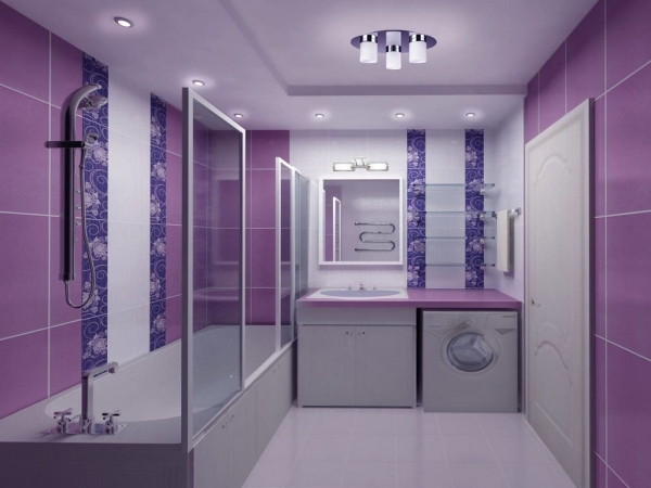 Ванная комната в фиолетовых цветах и оттенках