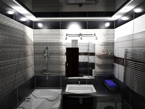 Дизайн ванной комнаты в тёмных тонах и оттенках